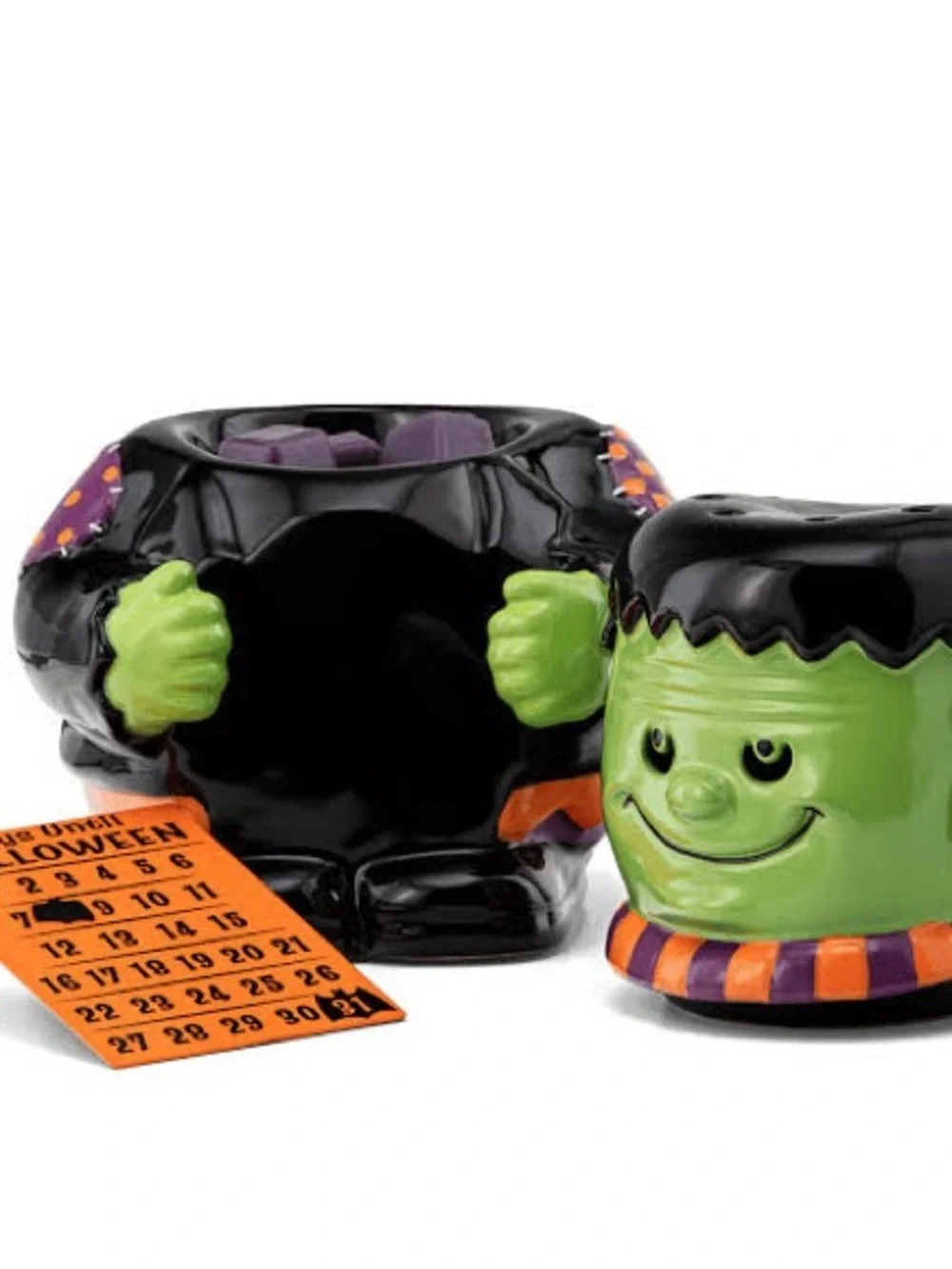 NEW IN BOX Scentsy Green Troll Halloween Countdown with Orange Plaque